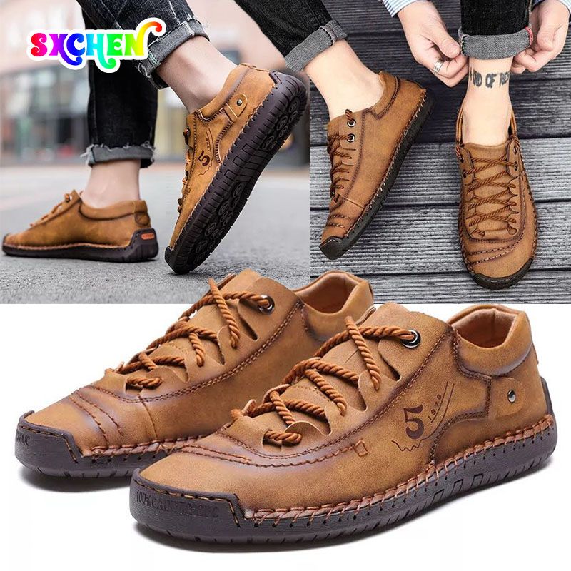 SXCHEN Men'S Shoes Oxfords Casual Leather Shoes, Large Size Formal Shoes, Business Shoes, 45 Youth Korean Version, Versatile Trendy Leather Shoes