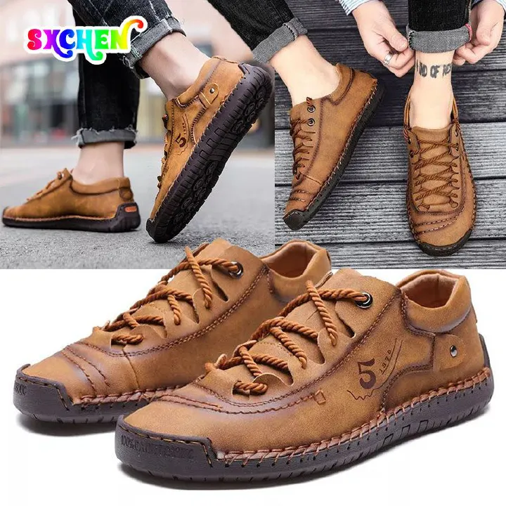 SXCHEN Men'S Shoes Oxfords Casual Leather Shoes, Large Size Formal Shoes, Business Shoes, 45 Youth Korean Version, Versatile Trendy Leather Shoes