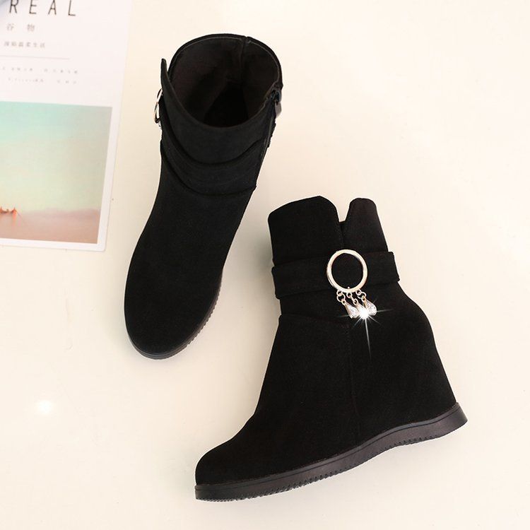 SXCHEN Women's Shoes Boots Ankle Bootie New All-match Fashionable Martin Boots for Women With Inner Heightening Boots Heels Ladies Shoes Black Wedge Official Shoe Formal Girls Outdoor School