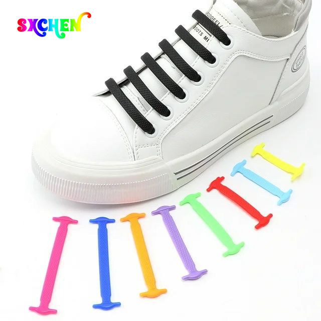 SXCHE 16pcs/lot Shoes Accessories Shoelaces Lazy Shoelace Buckle No Need To Tie Elastic Shoelace Buckle Men Shoes Versatile Creative Elastic Elastic ShoelaceI-Shaped Sports Leisure Colored Ladies Shoe