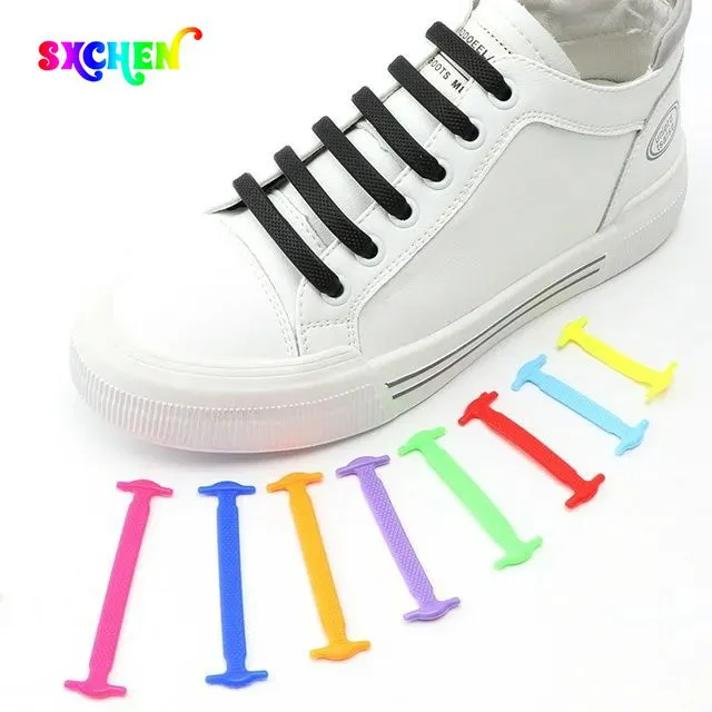 SXCHE 16pcs/lot Shoes Accessories Shoelaces Lazy Shoelace Buckle No Need To Tie Elastic Shoelace Buckle Men Shoes Versatile Creative Elastic Elastic ShoelaceI-Shaped Sports Leisure Colored Ladies Shoe