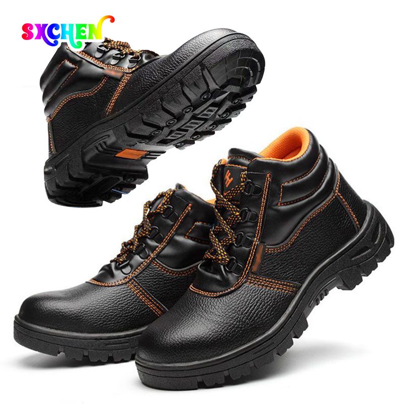 SXCHEN Men's ​Shoes Fashion Boots Home And Industrial Safety Boots Bootie Labor Protection Shoes Anti-Smash Anti-Puncture Wear-Resistant Rubber Sole Work Shoes Protective High-Top Boots Men Shoe