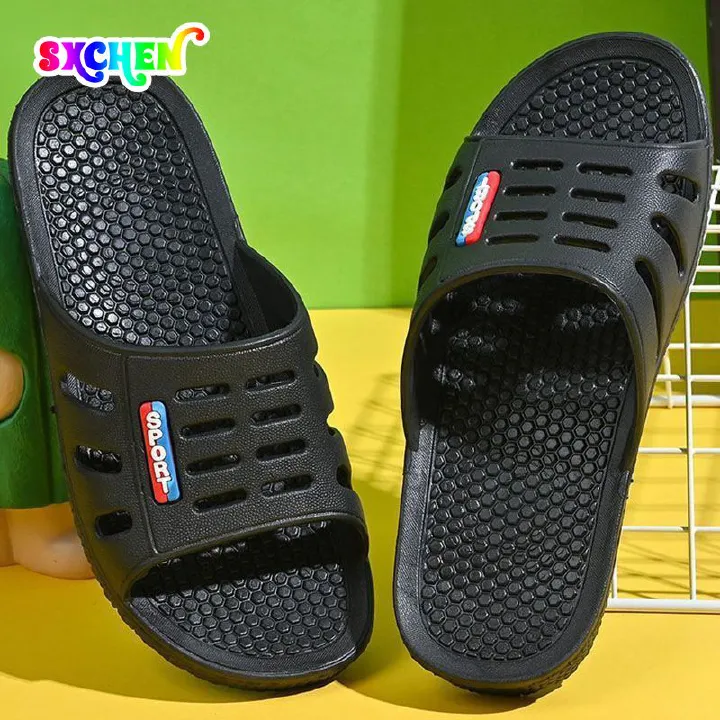 SXCHEN Men's Shoes Slippers Indoor Slippers Pvc Plastic Slippers Household Shoes Stall Wear-Resistant Fashion Slippers Home Couple Bathing Dad Sandals Slippers Unisex Lovers Gift Shoe Student Outdoor
