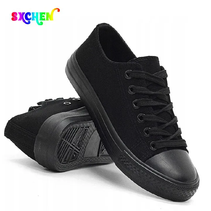 SXCHEN Women's Shoes Flats Canvas Shoes Student Couple Low Top Unisex Shoes Casual Large Size Vulcanized Board Shoes Canvas Shoes Ladies Shoes Girls School Outdoor Black Fashion Round Toe Comfort