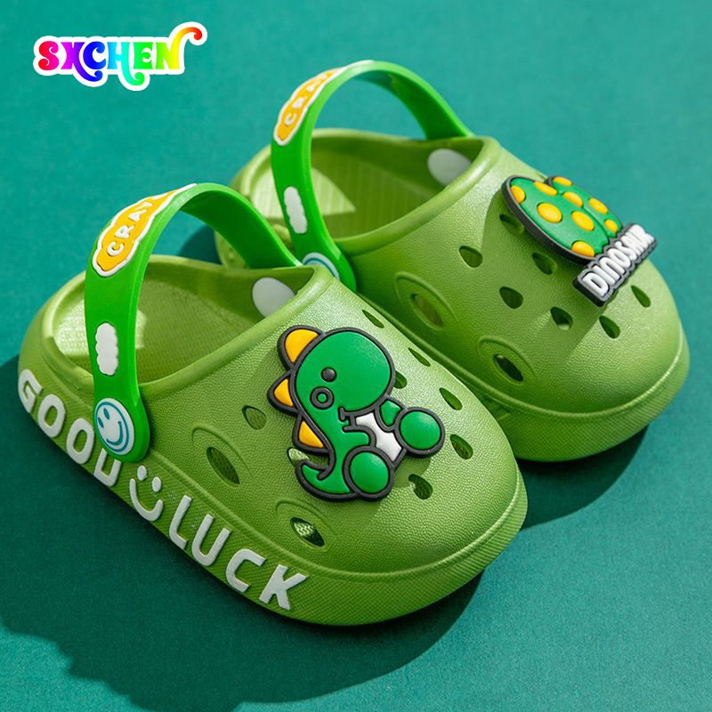 SXCHEN Kids Shoes Baby Shoes Boys' Shoes Sandals Dinosaur Baby Indoor Waterproof Anti-collision Baotou Children's Slippers Summer Boys and Girls Infant Sandals