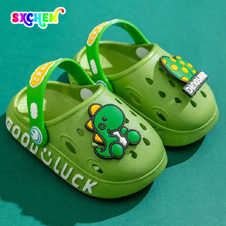SXCHEN Kids Shoes Baby Shoes Boys' Shoes Sandals Dinosaur Baby Indoor Waterproof Anti-collision Baotou Children's Slippers Summer Boys and Girls Infant Sandals