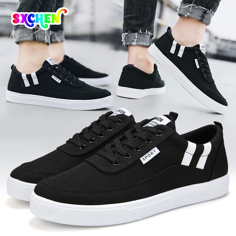 SXCHEN Men's Shoes Sneakers New men's shoes casual versatile white shoes students breathable canvas shoes non-slip wear-resistant men's sneakers