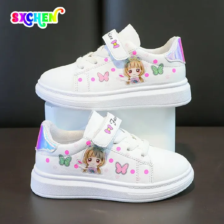 SXCHEN Kids Shoes Baby Shoes Girls' Shoes Sneakers Versatile casual children's white shoes, new sports shoes for older children, new popular girls' sneakers