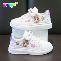 SXCHEN Trendy Girls' Shoe – White Cartoon Princess Design, Anti-Slip Platform Sole, Stylish & Durable, Ideal For Elevating Your Little One's Summer & Spring Wardrobes, All Sizes Available