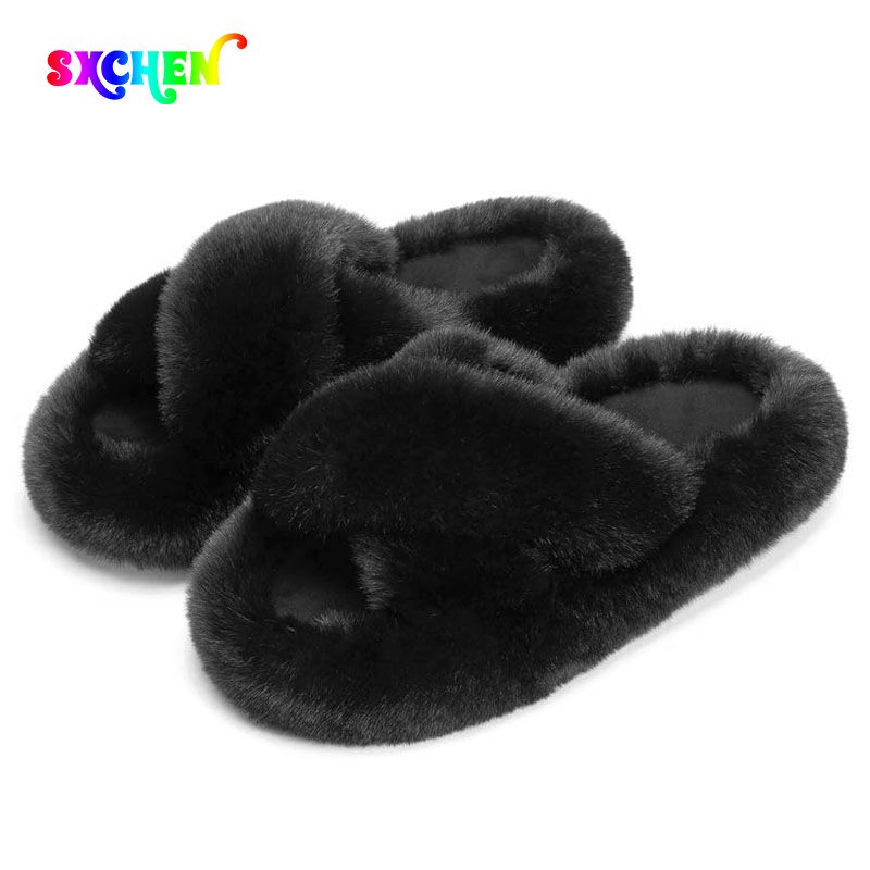 SXCHEN Women's Shoes Slippers Indoor Slippers New Furry Shoes For Outer Wear Thick Soles Increased Soft Soles Household Fur Slippers Ladies Shoe Home Slippers Open Shoe  Fashion Beautiful Comfortable