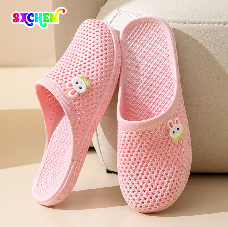 SXCHEN Women's Shoes Slippers Indoor Slippers New style hole-in-the-wall sandals, flat-bottomed toe-cap slippers for women, soft-soled, non-slip, indoor and outdoor wear, casual bathroom slippers