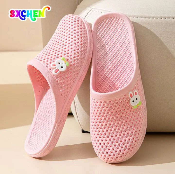 SXCHEN Women's Shoes Slippers Indoor Slippers New style hole-in-the-wall sandals, flat-bottomed toe-cap slippers for women, soft-soled, non-slip, indoor and outdoor wear, casual bathroom slippers