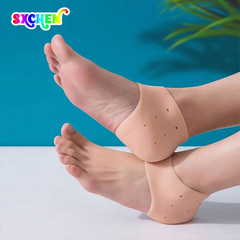 SXCHEN 2 Pairs Women Socks Unisex Heel Protector Dry Cracked Oxfords Anti-Pain Protector Back Foot Protector Foot Protector Heels Silicone Cover Ladies Shoes