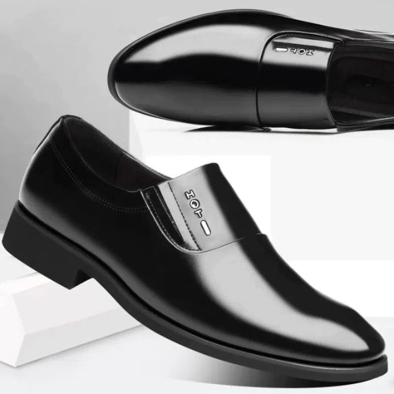 SXCHEN Men's Shoes Oxfords Man's Business Casual Breathable Leather Shoes Formal Shoes Dad Spring and Autumn Youth British Black Formal Work Trendy Shoes Boy Student Gift Office Wedding Shoe