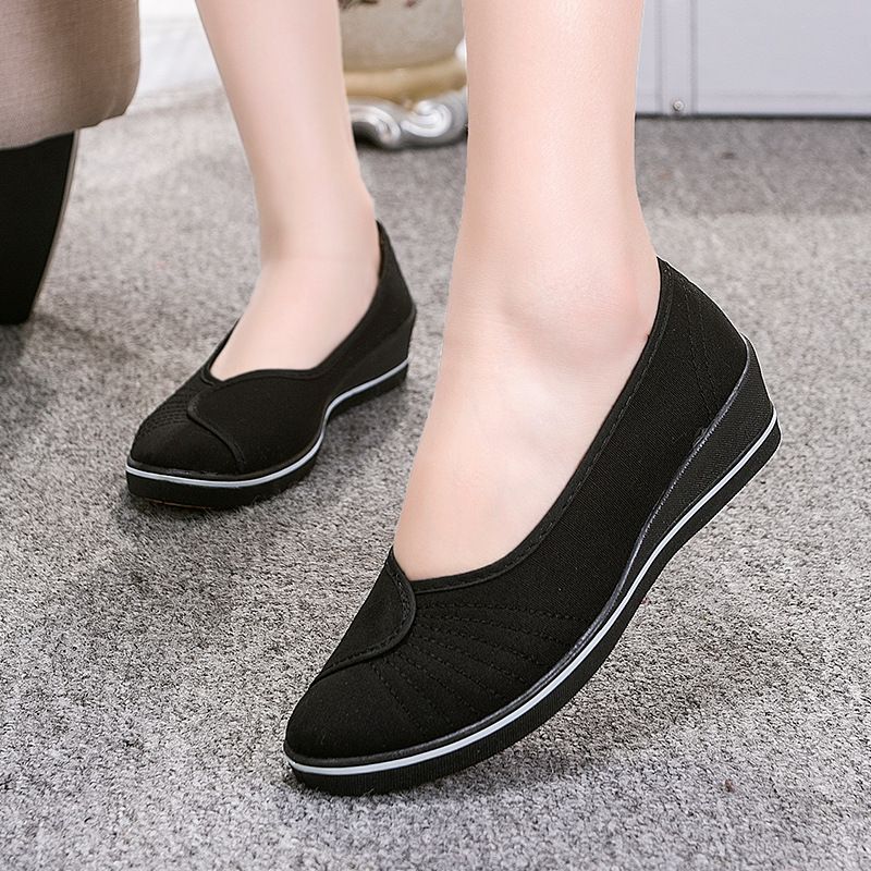 SXCHEN Women's Shoes Small White Shoes Loafers Nurse Shoes Female Ladies Shoes White Wedge Soft Bottom New Cloth Shoes Flat Party Office Girl Lovers Gift Latest Shoes Mom Shoe Sneakers Plus Size Black