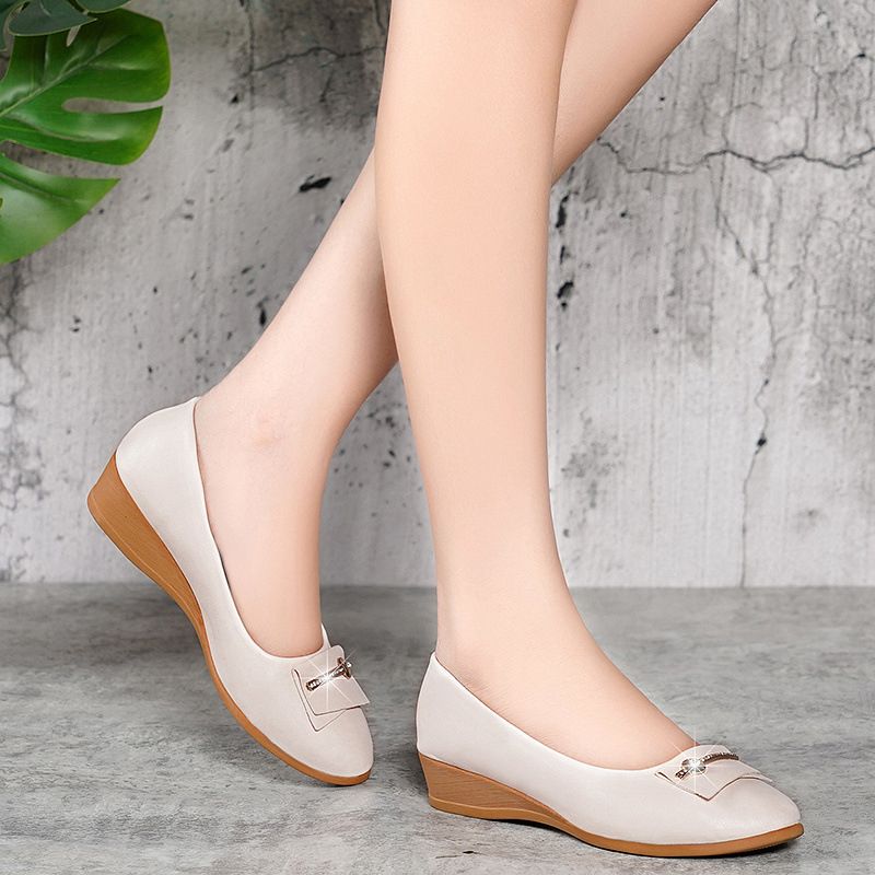 SXCHEN Women's Shoes Flats Ladies Shoes Doudou Shoes Work Shoes Wedge Mother Flat Shoes Women Slip-on Korean Style Single Shoes Women Party Office Girl Lovers Gift Latest Shoes Mom Shoe