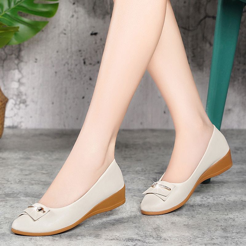 SXCHEN Women's Shoes Flats Ladies Shoes Doudou Shoes Work Shoes Wedge Mother Flat Shoes Women Slip-on Korean Style Single Shoes Women Party Office Girl Lovers Gift Latest Shoes Mom Shoe