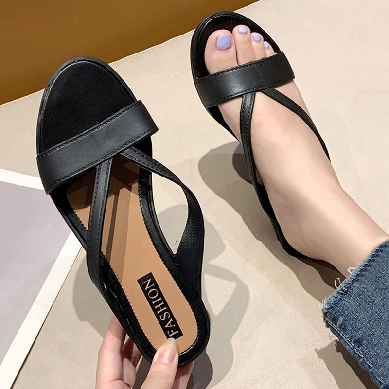 SXCHEN Ladies Shoes Slippers Mules Plastic Slope Heel Sandals and Slippers Fashion Women's Simple Beach Flip-flops Outer Mid-heel Non-slip Heightening Slippers Casual Mom Shoe Latest Shoes Girl