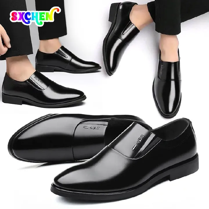 SXCHEN Men's Shoes Oxfords Man's Business Casual Breathable Leather Shoes Formal Shoes Dad Spring and Autumn Youth British Black Formal Work Trendy Shoes Boy Student Gift Office Wedding Shoe