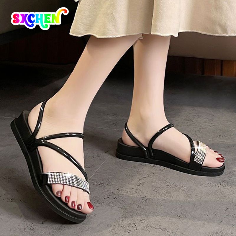SXCHEN Ladies Shoes Women's Sandals Wear Shit-feeling Slippers Flat-bottomed Fashion Flip Flops Beach Sandals Sandals and Slippers women Floor Shoes Unisex Student Open Shoe Mom Shoe Latest Shoes Girl