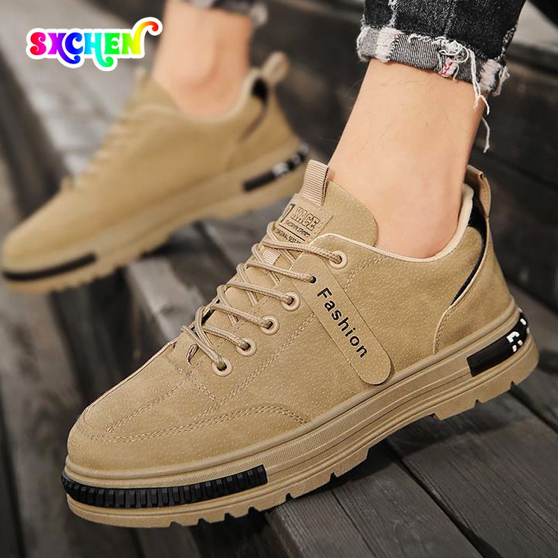 SXCHEN Men's Shoes Sneakers Khaki Sports Shoes Wear-Resistant Non-slip Fashion Construction Site Tooling Shoes Trendy All-match Shoes Men Work Shoes Sneakers Dad Gift Basketball Sneakers Party