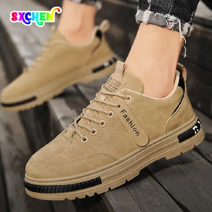 SXCHEN Men's Shoes Sneakers Khaki Sports Shoes Wear-Resistant Non-slip Fashion Construction Site Tooling Shoes Trendy All-match Shoes Men Work Shoes Sneakers Dad Gift Basketball Sneakers Party