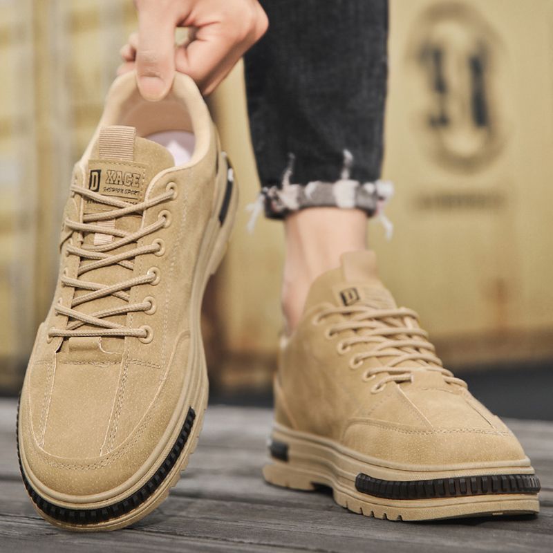 SXCHEN Men's Shoes Sneakers Khaki Sports Shoes Wear-Resistant Non-slip Fashion Construction Site Tooling Shoes Trendy All-match Shoes Men Work Shoes Sneakers Dad Gift Basketball Sneakers Party