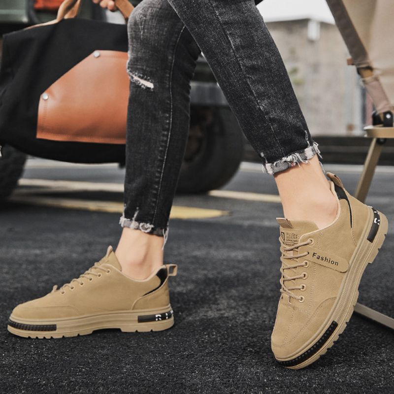 SXCHEN Men's Shoes Sneakers Khaki Sports Shoes Wear-Resistant Non-slip Fashion Construction Site Tooling Shoes Trendy All-match Shoes Men Work Shoes Sneakers Dad Gift Basketball Sneakers Party