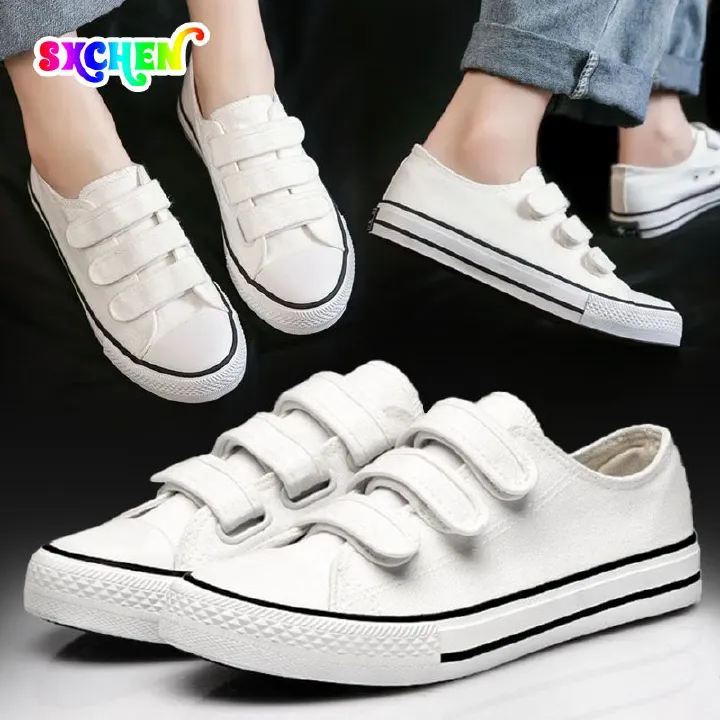 SXCHEN Women's Shoes Flats Canvas Shoes New Ladies Shoes Low-top Velcro Canvas Shoes Female Skate Shoes Lazy White Shoes Casual Shoes Mom Shoes Student Fashion Girl Gift Travel Latest Shoes Office