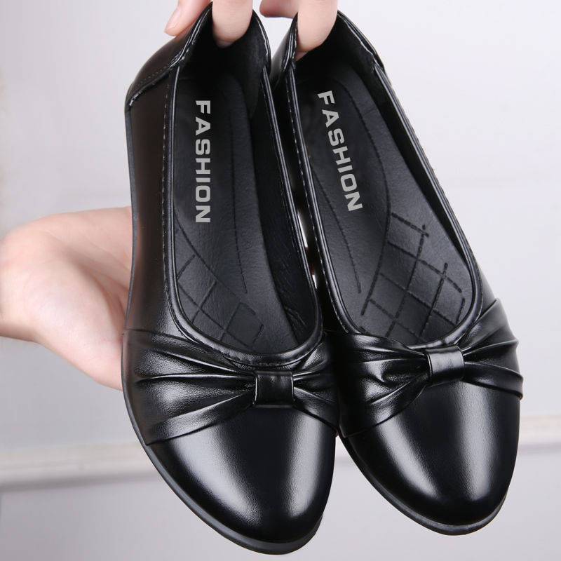 SXCHEN Women's Shoes Wedge Heels Soft Leather Soft Sole Ladies Shoes Waterproof Bow Knot Work Shoes Formal Shoes Mom Shoes Student Fashion Girl Gift Travel Latest Shoes Office Wedding Festival