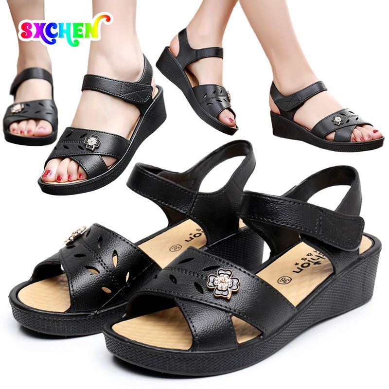 SXCHEN Women's Shoes  Sandals Plastic Sandals Ladies Comfortable Summer Comfortable Soft Bottom Non-slip Thick Bottom Wedge Mother Shoe Sandals Mom Shoes Student Fashion Girl Gift Travel Latest Shoes