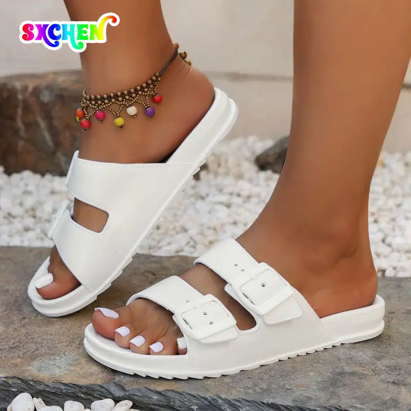 SXCHEN Women's Shoes Slippers Fashionable Slippers Mom Room Shoes Soft Bottom Word Couple Sandals and Slippers Female Beach Wear Female Ladies Slippers Outdoor Indoor Slippers Unisex Student Open Shoe