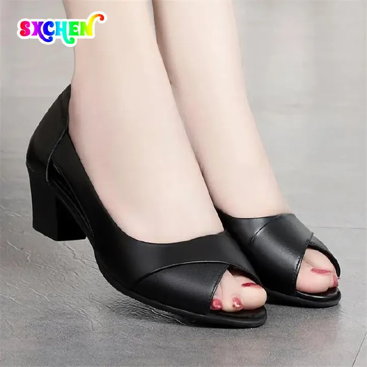 SXCHEN Ladies Shoes Heels Sandals Summer Casual Thick Heel Medium Heel Bag Root Women's Sandals Fish Mouth Sandals Mother Shoe Mom Shoes Student Fashion Girl Gift Travel Latest Shoes Office Wedding