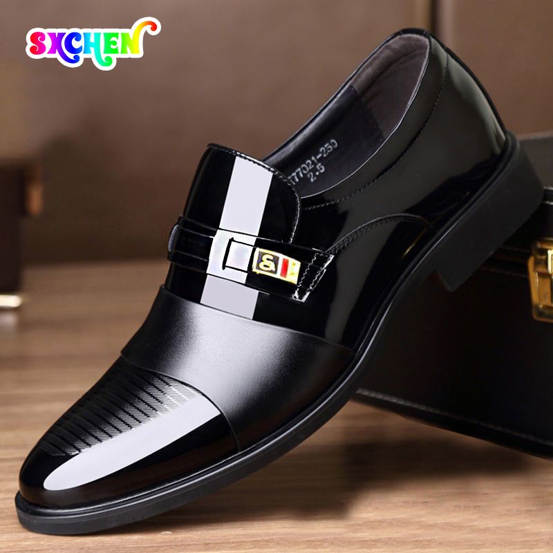 SXCHEN Oxfords Business Casual leather Shoes Men's Dress shoes Fashion Leather Shoes Formal Wear Brown slip on cap toe  Loafers Driving Dad Shoes Black High Quality size41-44 Official Shoes