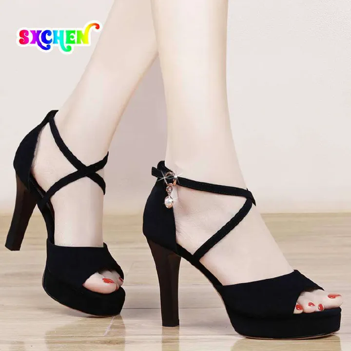 SXCHEN New Women's Shoes Sandals Heels Sandals Fashion Ladies Fish Mouth Shoes High Heels Waterproof Platform Sexy Fish Mouth Shoes Thin Heel Sandals Women Buckle Work Shoes Girl Office Mom Gift
