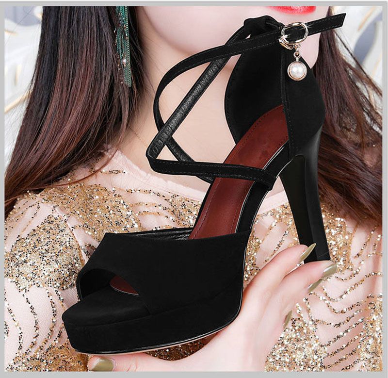 SXCHEN New Women's Shoes Sandals Heels Sandals Fashion Ladies Fish Mouth Shoes High Heels Waterproof Platform Sexy Fish Mouth Shoes Thin Heel Sandals Women Buckle Work Shoes Girl Office Mom Gift