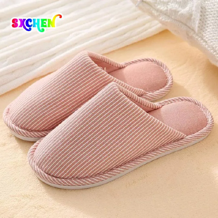 SXCHEN Women's Shoes Slippers Indoor Slippers Linen Couples at Home Indoor Flooring Postpartum Household anti-Skid Soft Soled Cotton Slippers Girl  Mom Holiday Gift