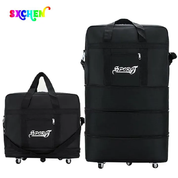 SXCHEN New Fold Luggage & Travel Gear > Travel Bags Waterproof Folding Air Checked Bag, Travel Bag, Large Capacity Luggage Bag, Women's storage Bag Outdoor Handbag With Wheels Men's Bag Work Firmly
