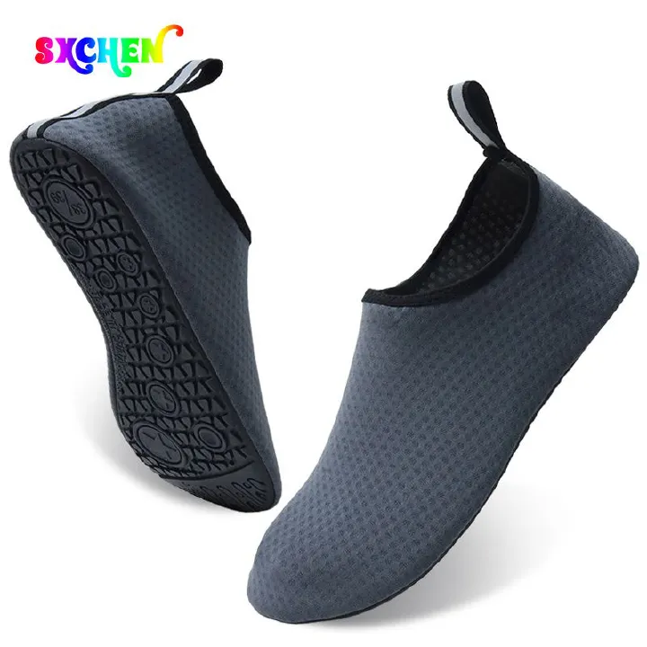 SXCHEN Men's and women's water shoes, adult beach shoes, anti-skid soft soles, spring and summer scuba diving, snorkeling, wading, barefoot, pure color, skin attached swimming shoes