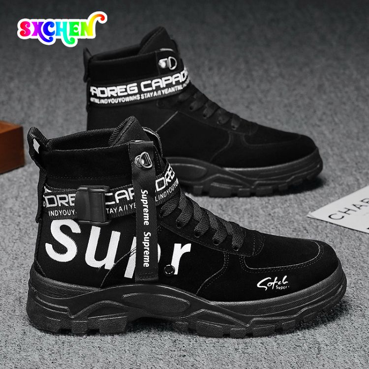 SXCHEN Men's Shoes Martin Boots Men Round Toe High Top Fashion Training Military Boots Man Shoes Travel Men's Tooling High-top Platform Trendy Boots Sports Shoes Boys Army Ankle Combat Boot Dad Gift