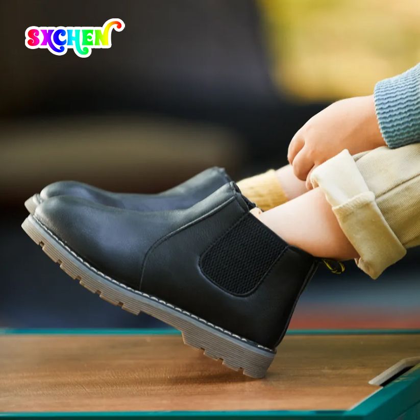 SXCHEN Kids Shoes Children's Unisex Martin Boots Boy English Single Boots Short Boots Boys Boutique Children's Boots Baby Leather Boots Martin Boots Girl Short Boots Fashion Boots School Shoes Anti-sl