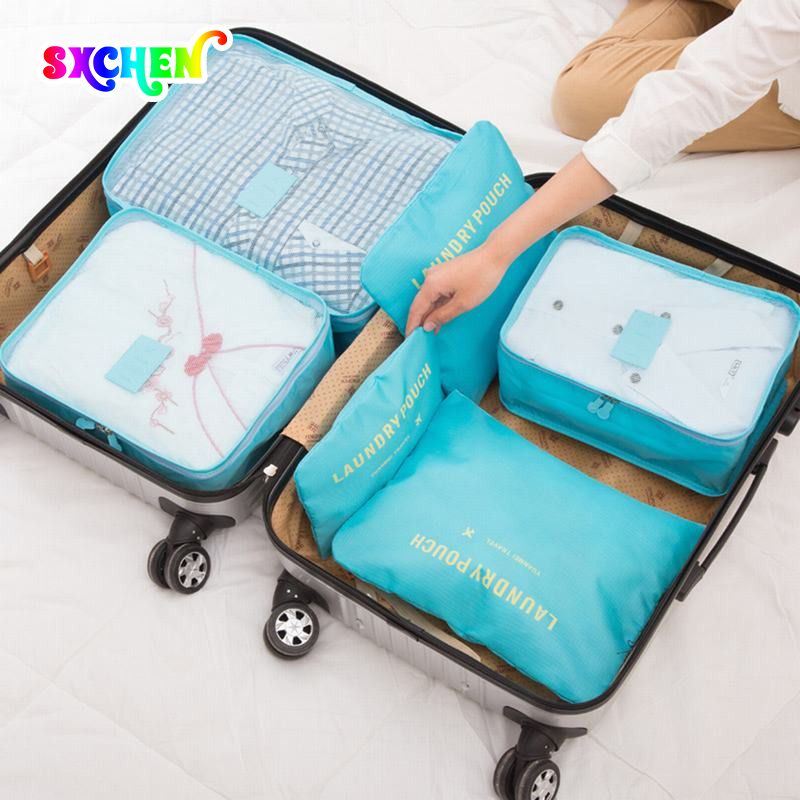 SXCHEN 6 pcs Storage Bag Outdoor Travel Six-piece Large Storage Bag Oxford Cloth Clothes Bag Suit Fashion Africa Women  Men Luggage Foldable Gadgets Organizer Large Capacity Holiday Toiletry Mom Gift