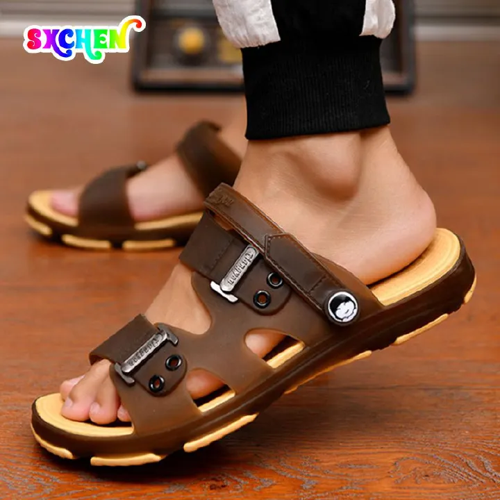 SXCHEN New Men's Sandals Man Anti-Slip Sandals and Slippers Durable Fashion Beach Shoes Hole Shoes Bathroom Inside and Outside Birthday Household Shoes Air Force Shoe Rack Dad Slippers Open Shoes