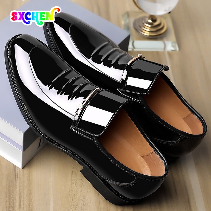 SXCHEN New Men's Business Dress Shoes Official Shoes Men Man-made Leather Shoes Breathable Dress Shoes Pointed Toe Formal Shoes Hot Fashion Wedding pu Leather Man Pointed Boy Formal Office Shoe Dad