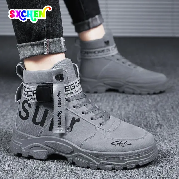 SXCHEN New Men’s Shoes Martin Boots Trendy Shoes High-top Tooling Boots Wild Trend Plus Boy Fashion Sneakers Basketball Shoes Run Sports Mountaineering Casual Outdoor Trave Men&apos;s Shoes Air Force