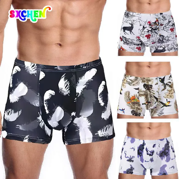 SXCHEN 4 Pack Men Underwear Boxer Pants Plus Size Pants Boxer Briefs Fashion Man Flat Underwear Male Premium Soft comfortable Panties Student Men&apos;s Briefs Student Boy Air force Sports