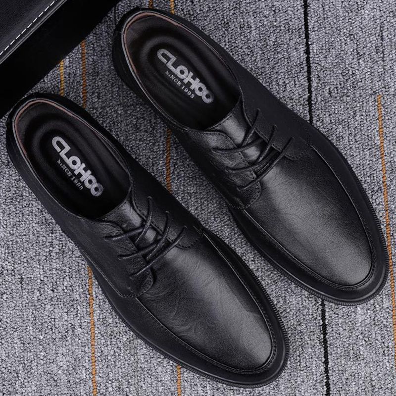 SXCHEN New Men's Business British Casual Leather Shoes Soft Bottom Non-Slip Breathable Leather Shoes Work Shoes