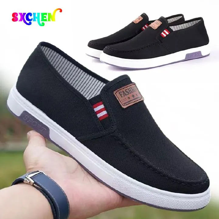 SXCHEN Men's Cloth Shoes For Middle-Aged And Elderly People Canvas Shoes Non-Slip Wear-Resistant Soft-Soled Shoes Deodorizing Breathable And Versatile