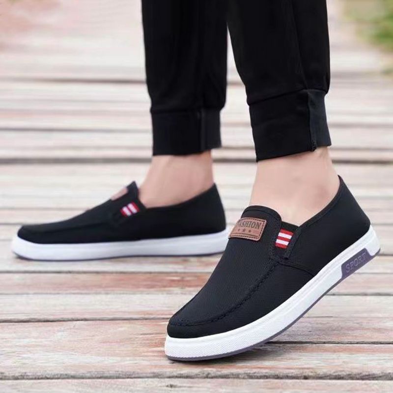 SXCHEN Men's Cloth Shoes For Middle-Aged And Elderly People Canvas Shoes Non-Slip Wear-Resistant Soft-Soled Shoes Deodorizing Breathable And Versatile