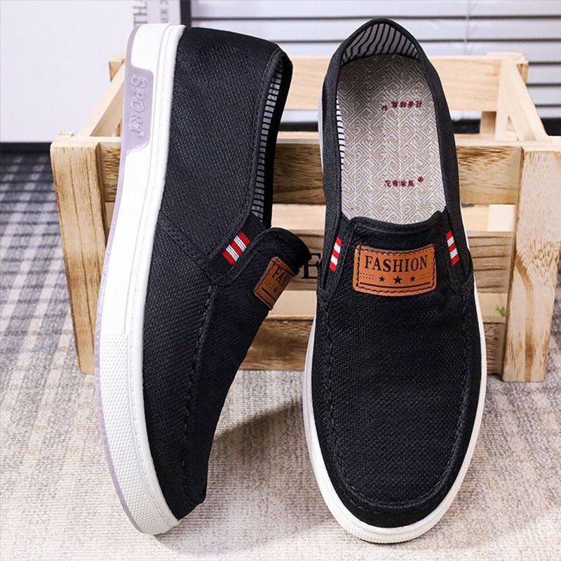 SXCHEN Men's Cloth Shoes For Middle-Aged And Elderly People Canvas Shoes Non-Slip Wear-Resistant Soft-Soled Shoes Deodorizing Breathable And Versatile